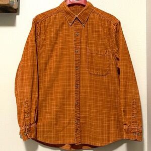 Eddie Bauer Corduroy Plaid - Rustic Orange & Crushed Velvet - Size Large
